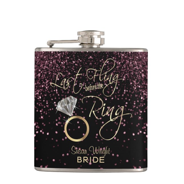 Last Fling before the Ring - Rose Gold Hip Flask (Front)