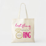 Last Fling Before the Ring Tote Bag<br><div class="desc">Gold sparkle bachelorette tote bag. Personalise it by using the "customise" button. Buy for all the girls or just the bride-to-be to remember the special night with just the girls.</div>