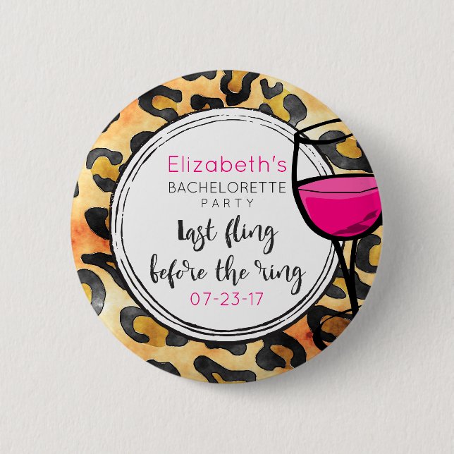 Last Fling Before The Ring Wild Bachelorette Party 6 Cm Round Badge (Front)