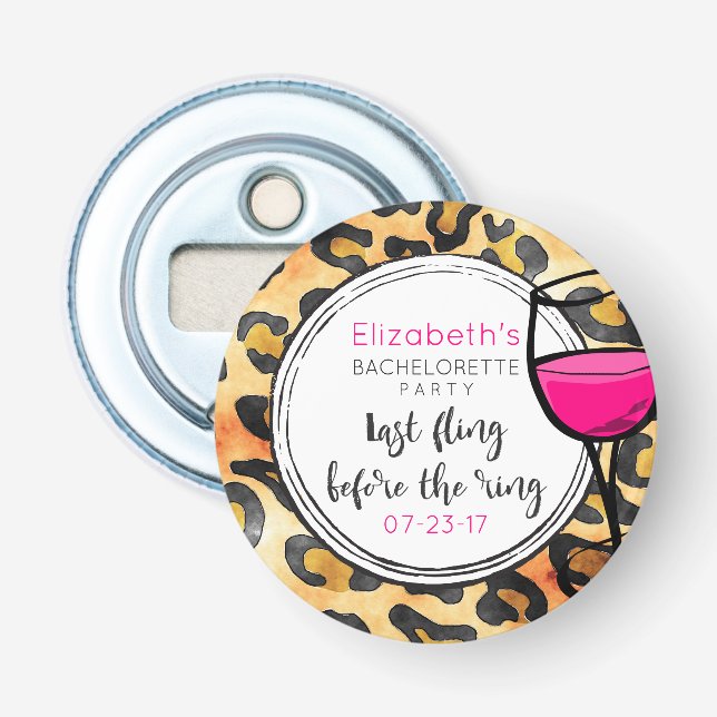 Last Fling Before The Ring Wild Bachelorette Party Bottle Opener (Front)