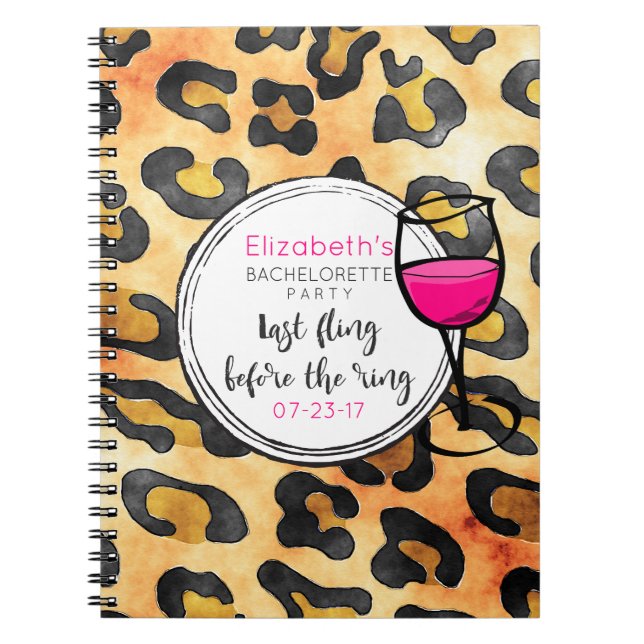 Last Fling Before The Ring Wild Bachelorette Party Notebook (Front)