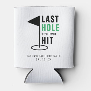 Last Hole Golf Bachelor Party White Can Cooler