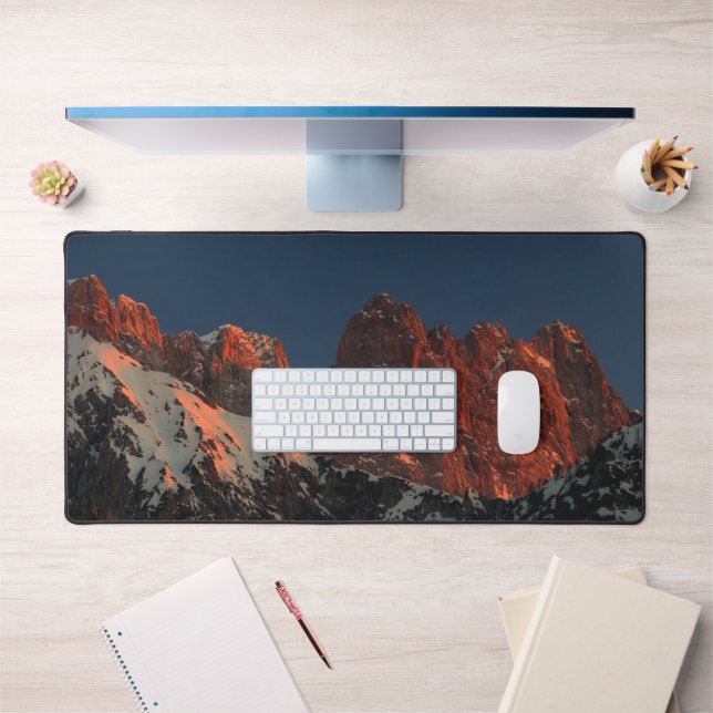 Last light of sun on mountains desk mat (Office 1)