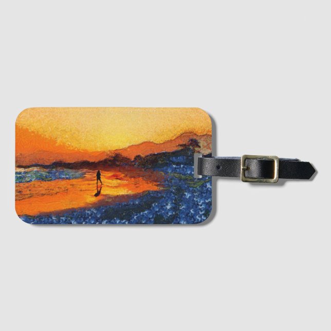 Last Light of the Day Beach Luggage Tag (Front Horizontal)