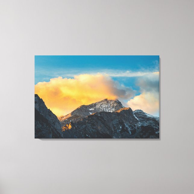 Last light on mountains before sunset canvas print (Front)