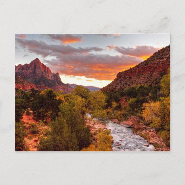 Last Light On The Watchman Postcard (Front)