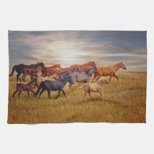 Last Light's Run Horse Kitchen Towel
