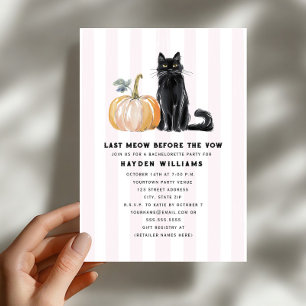 Last Meow Black Cat Halloween Bachelorette Invitation