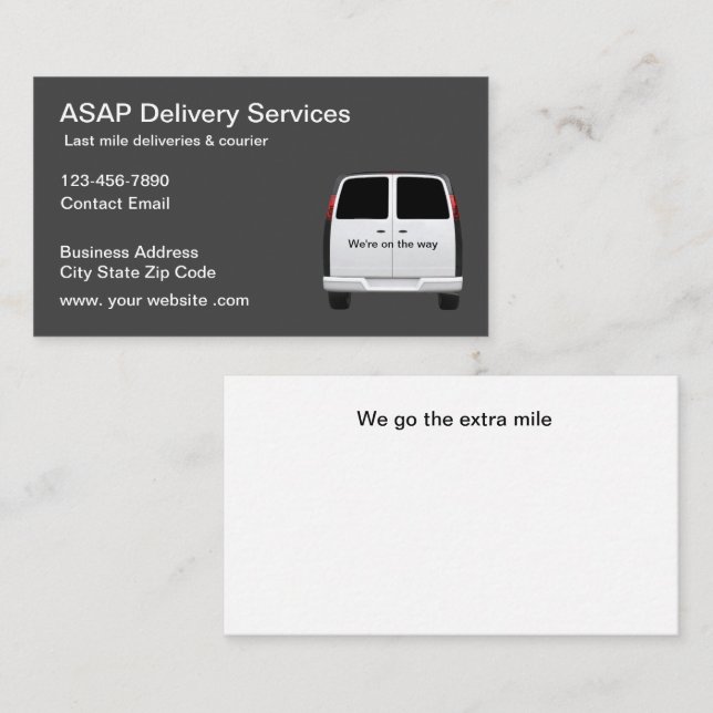 Last Mile Delivery And Courier Service Business Card (Front/Back)
