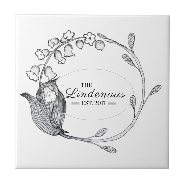 Last Name and Wedding year decorative custom Tile (Front)