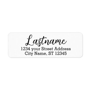 Last Name - Everglow Script font - Return Address