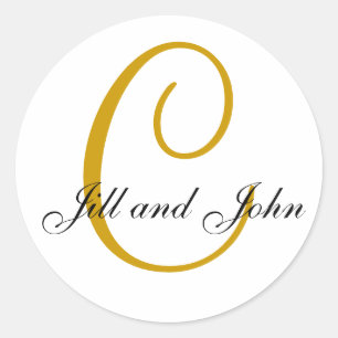 Last Name Initial C plus First Names Gold Sticker