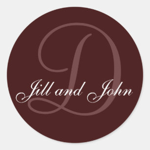 Last Name Initial D plus First Names Chocolate Classic Round Sticker