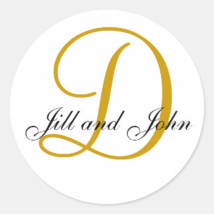 Last Name Initial D plus First Names Gold Sticker