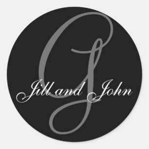Last Name Initial G plus First Names Black Sticker