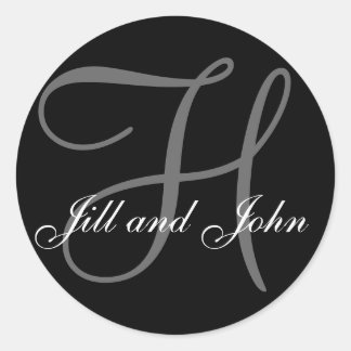 Last Name Initial H plus First Names Black Sticker