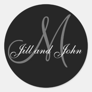 Last Name Initial plus First Names Black Sticker