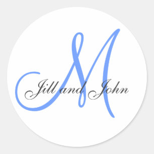 Last Name Initial plus First Names Blue Sticker
