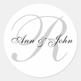 Last Name Initial plus Names Wedding Favour Sticke Classic Round Sticker