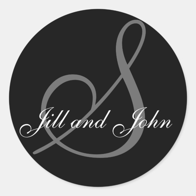 Last Name Initial S plus First Names Black Sticker (Front)