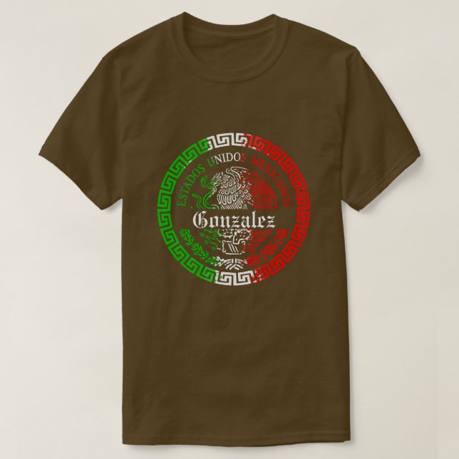 Last name personalised mexico shirts with name (Design Front)