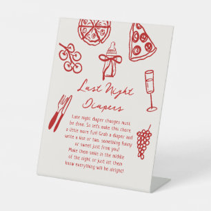 Last Night Diapers Pizza Baby Shower Game Pedestal Sign