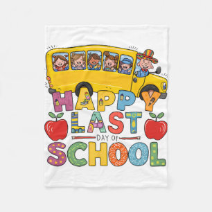 Last Of Day School Bus Driver Teacher Students Kid Fleece Blanket