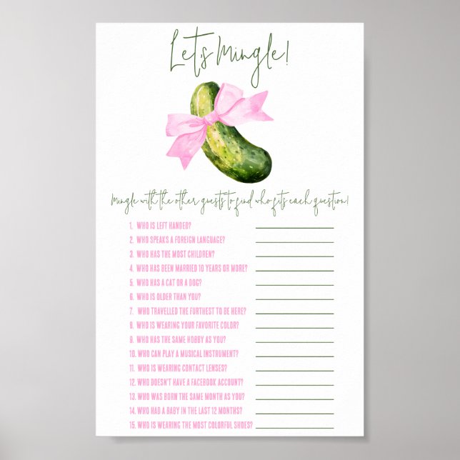 Last Pickle, Let's Mingle Shower Game Poster (Front)