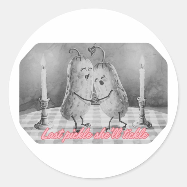 Last Pickle She'll Tickle | Funny Bachelorette  Classic Round Sticker (Front)