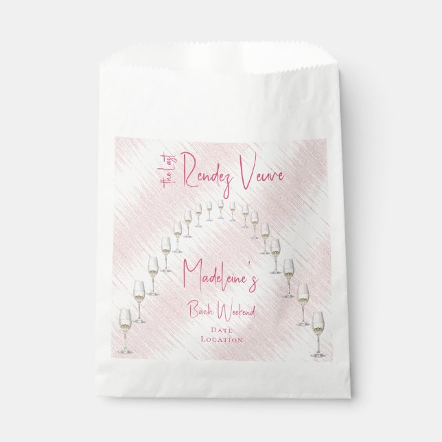 Last Rendez Veuve Bachelorette Weekend Itinerary Favour Bags (Front)