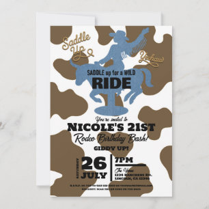 Last Ride Denim Cowgirl Western Birthday Party Invitation