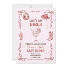 Last Rodeo Bachelorette Disco Cowgirl Invitation