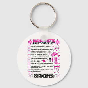 Last Rodeo Bachelorette Party Bride Western Cowgir Key Ring