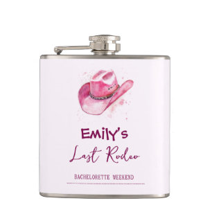 Last Rodeo Bachelorette Weekend Custom pink Flask