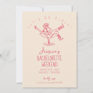 Last rodeo Bachelorette Weekend Funky hand drawn Invitation