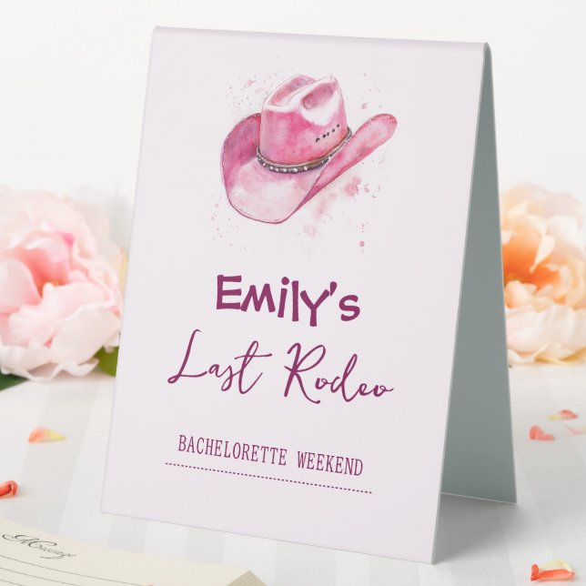 Last Rodeo Bachelorette Weekend | Pink Table Sign (In SItu (Wedding))