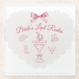 “Last Rodeo” Bride Tribe Western Bachelorette Glass Coaster