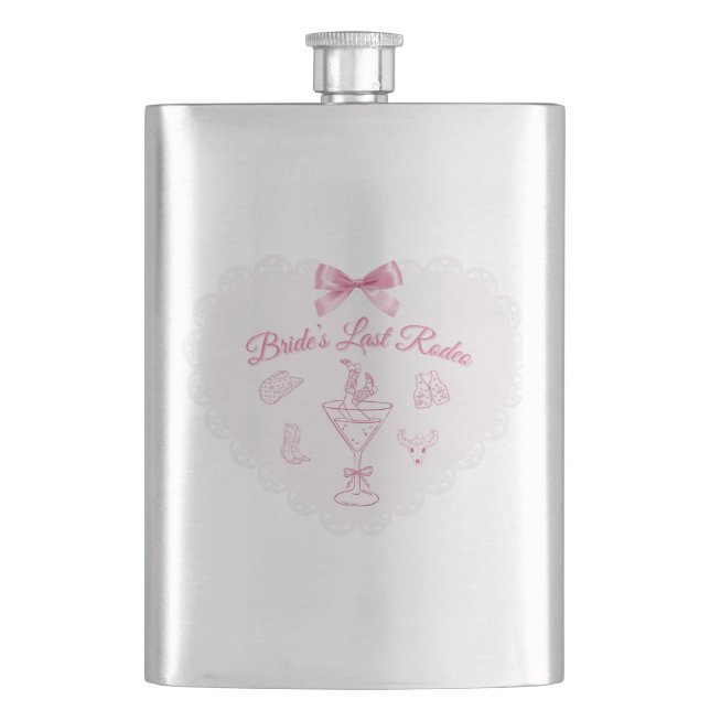 “Last Rodeo” Bride Tribe Western Bachelorette Hip Flask (Front)
