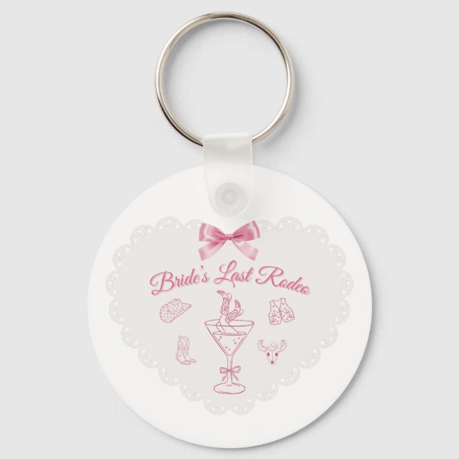 “Last Rodeo” Bride Tribe Western Bachelorette Key Ring (Front)