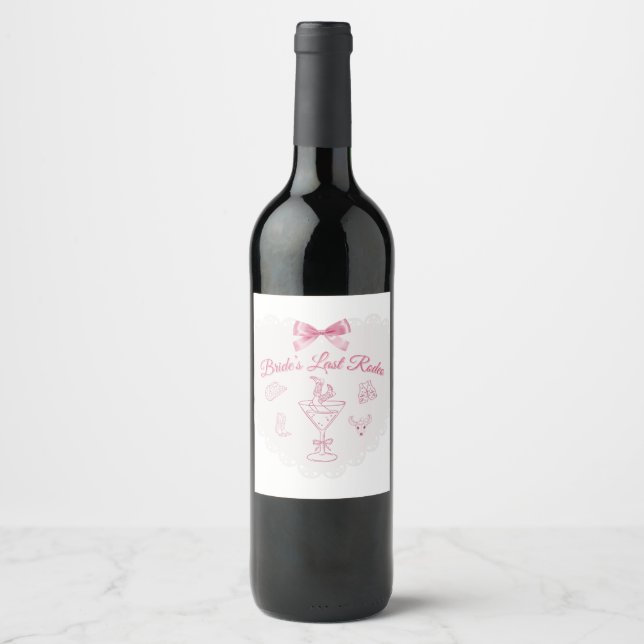 “Last Rodeo” Bride Tribe Western Bachelorette Wine Label (Front)
