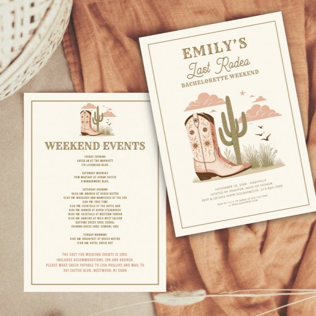 Last Rodeo Cactus Bachelorette Weekend   Invitation (Creator Uploaded)