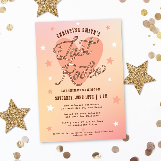 Last Rodeo Cowboy Boots Cute Peach Bridal Shower Invitation (Creator Uploaded)
