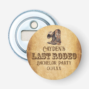 Last Rodeo Cowboy Grunge Brown Bachelor Party Bottle Opener