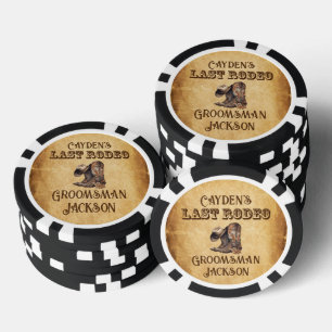 Last Rodeo Cowboy Grunge Brown Bachelor Party Poker Chips