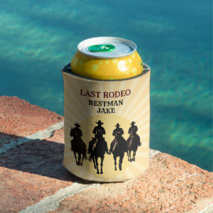 Last Rodeo Cowboys Sunset Best Man's Name Bachelor Can Cooler