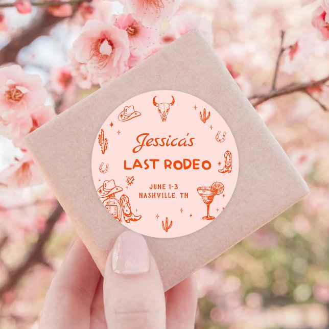 Last Rodeo Cowgirl Bachelorette Party Classic Round Sticker (Creator Uploaded)