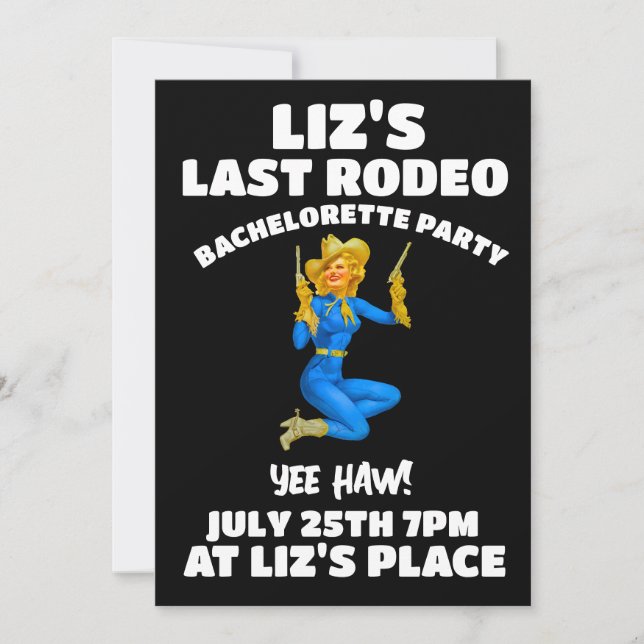 LAST RODEO COWGIRL BACHELORETTE PARTY INVITATIONS (Front)