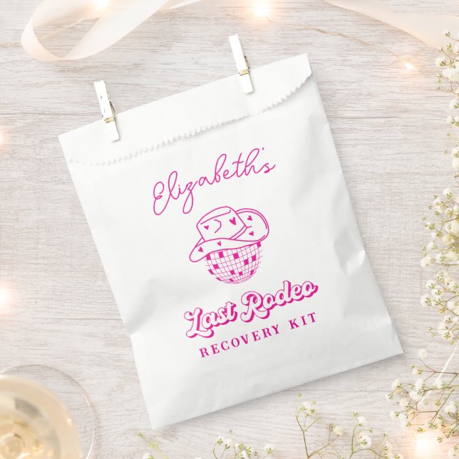 Last Rodeo Cowgirl Bachelorette Recovery Kit Favour Bags (Clipped)