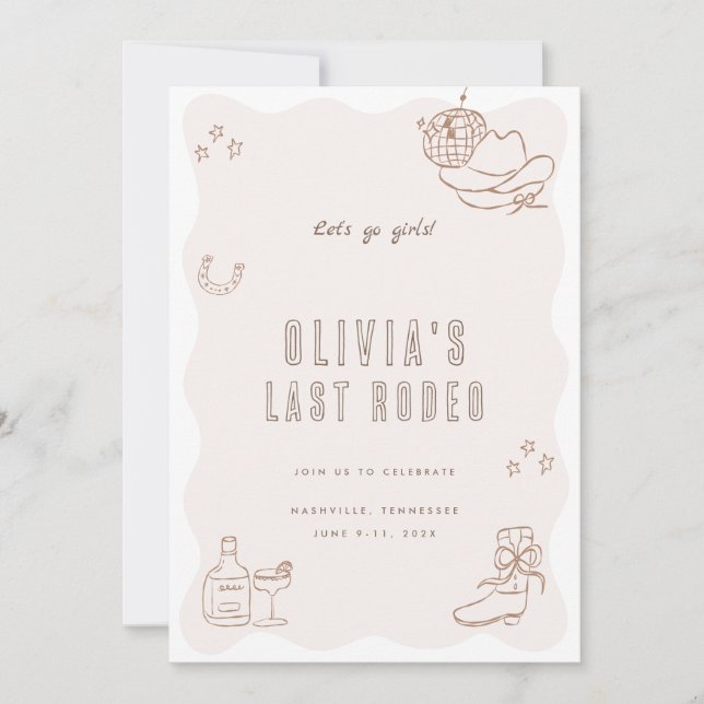 Last Rodeo Cowgirl Bachelorette Weekend Invitation (Front)