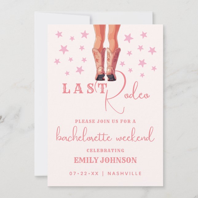 Last Rodeo Cowgirl Bachelorette Weekend Itinerary  Invitation (Front)